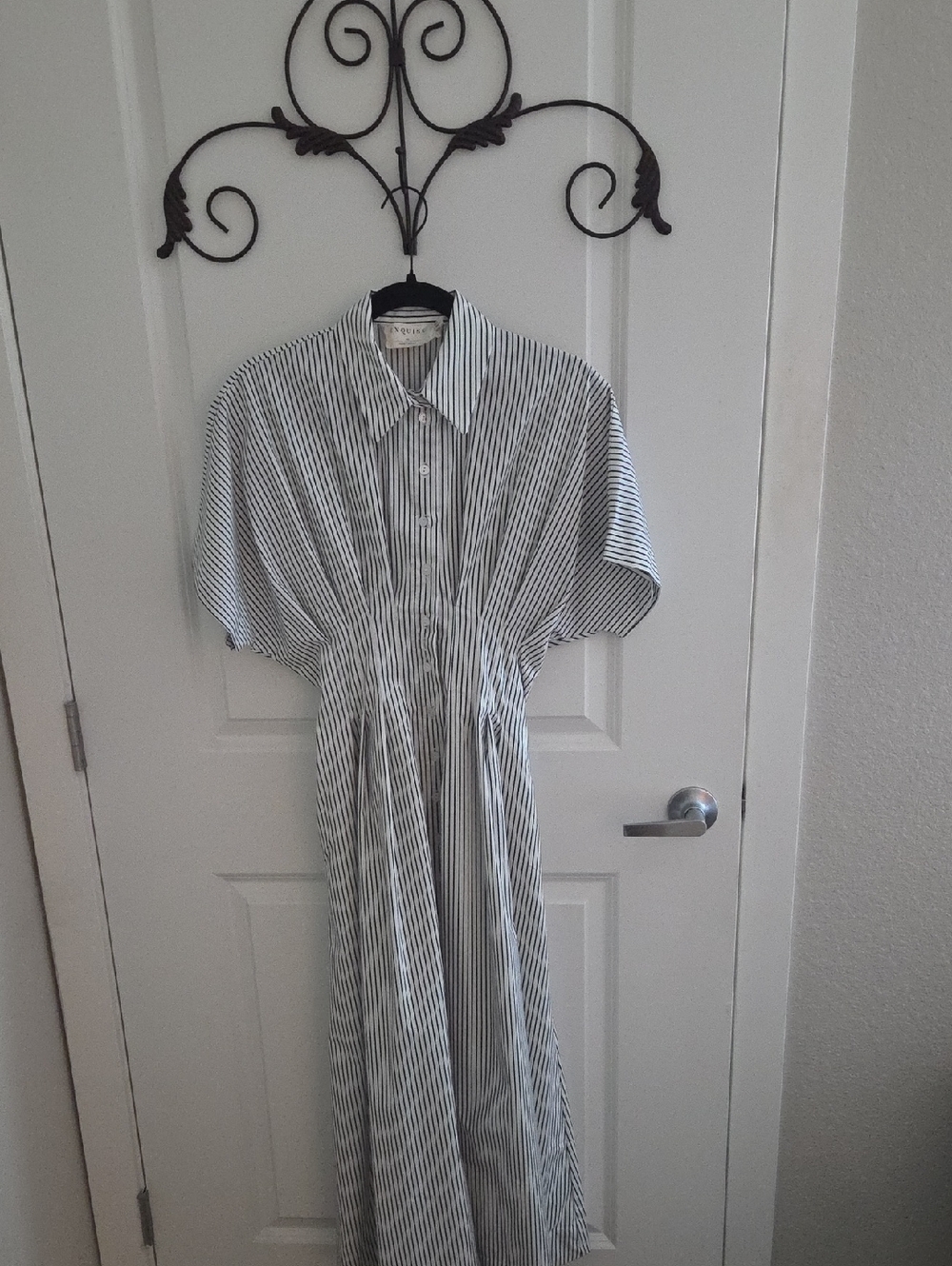 Striped Black and White Maxi Shirt Dress